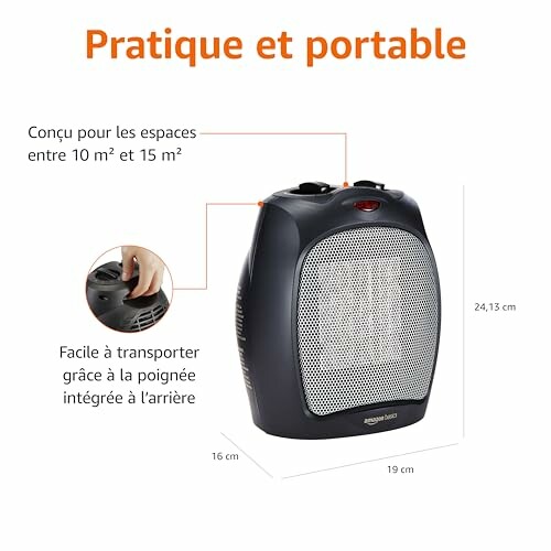 Chauffage compact et portable avec poignée intégrée.