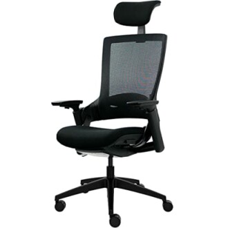 Chaise de bureau ergonomique noire avec appui-tête