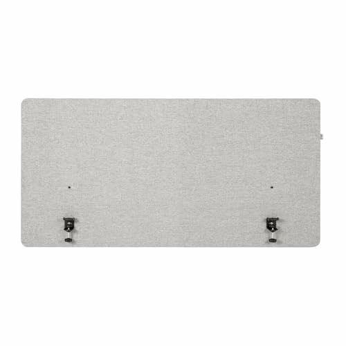 Panneau séparateur de bureau gris avec supports de fixation.