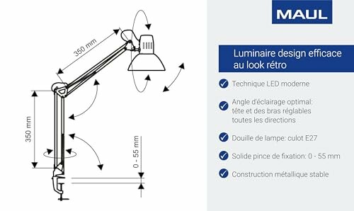 Luminaire design avec bras réglables et technique LED moderne.