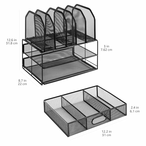 Organisateur en maille métallique avec tiroirs et séparateurs