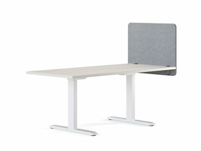 Bureau moderne avec séparateur gris.