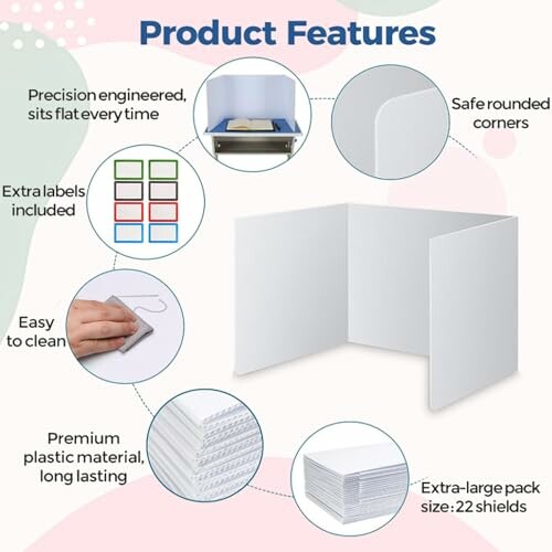 Caractéristiques du produit: coins arrondis, matériaux durables, facile à nettoyer, étiquettes supplémentaires incluses.