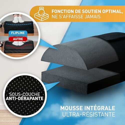 Tapis de yoga avec mousse intégrale et fonction de soutien optimal.